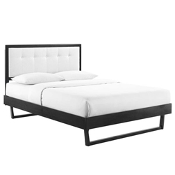 Willow Full Wood Platform Bed With Angular Frame - Black White 