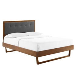 Willow Full Wood Platform Bed With Angular Frame - Walnut Charcoal 