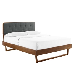 Bridgette King Wood Platform Bed With Angular Frame - Walnut Charcoal 