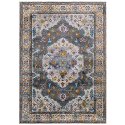 Success Anisah Distressed Floral Persian Medallion 5x8 Area Rug - Gray, Ivory, Yellow, Orange 