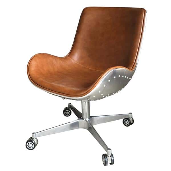Abner Swivel Chair Aluminium Frame Distresed Caramel 