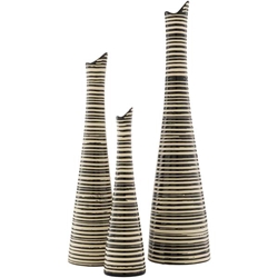 Emily Global Ceramic Vase in Dark Grey - Set of Three 