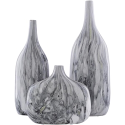 Marble Modern Vase in Pewter - Set of Three 