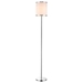 Lux II Polished Chrome Floor Lamp with Metal Trimmed Off-White Shantung Shade - TRE1010