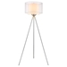 Brella Brushed Nickel Tripod Floor Lamp with Sheer Snow Shantung -Two Tier Shade - TRE1011