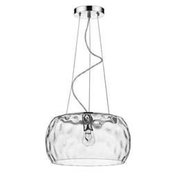 Mystere One Light Polished Chrome Pendant with Dimpled Glass Shade 