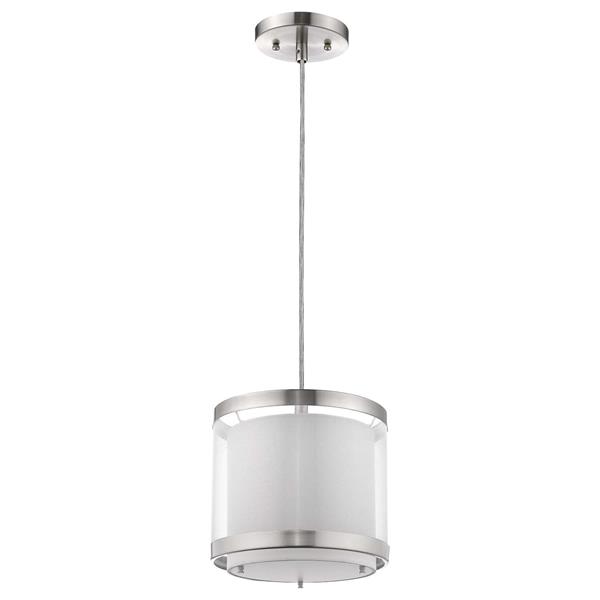Lux Mini Pendant with Metal Trimmed Sheer Snow Shantung Shade 