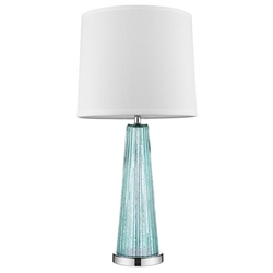 Chiara Seafoam Glass Table Lamp with Off-White Shantung Shade 