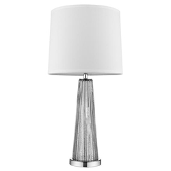 Chiara Steel Glass Finished Table Lamp with Off-White Shantung Shade 