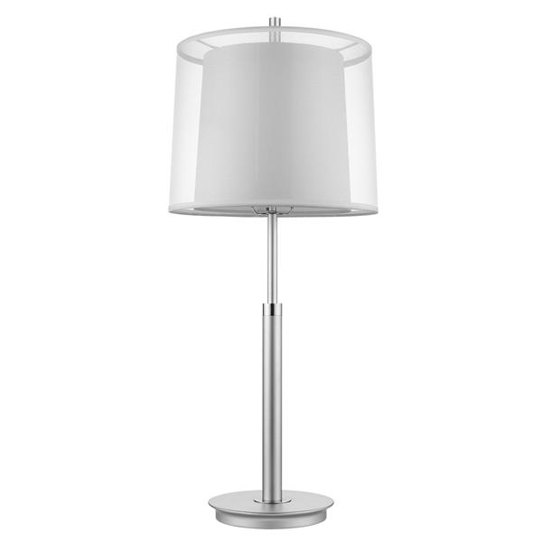 Nimbus One Light Table Lamp with Sheer Snow Double Shantung Shade 