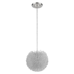Celestial Flush mount with Hand Woven Aluminum Wire Shade - Metallic Silver 