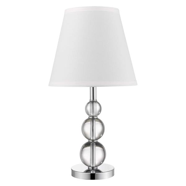 Palla One Light Crystal Finished Accent Table Lamp with White Linen Shade 