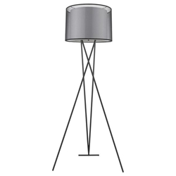 Trition Matte Black Tripod Floor Lamp with Smoke Gray Double Shade 