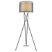 Trition Matte Black Tripod Floor Lamp with Smoke Gray Double Shade - TRE1047
