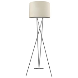 Trition One Light Tripod Floor Lamp with Latte Linen Shade 