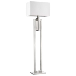 Precision Brushed Nickel Floor Lamp with Ivory Shantung Shade 