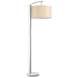 Station One Light Floor Lamp with Coarse Ivory Linen Shade 