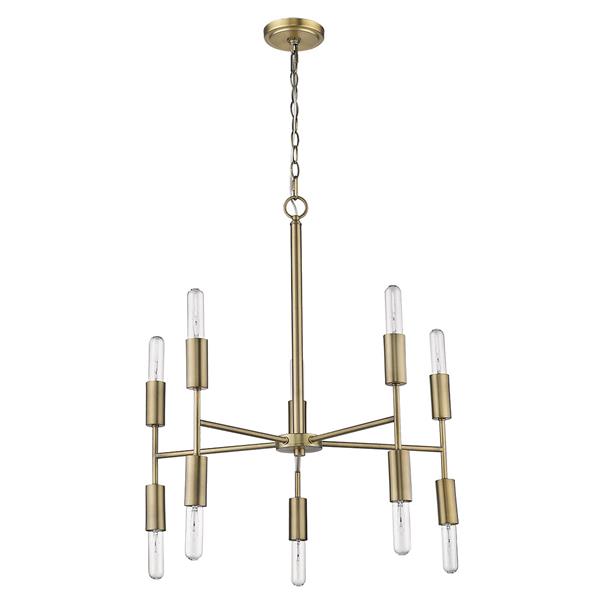 Perret Ten Light Chandelier with Aged Brass Finish 