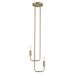 Perret Two Light Pendant - Aged Brass 