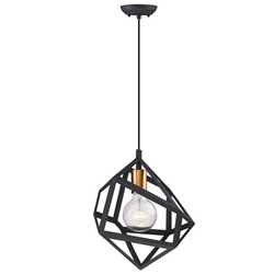 Hedron One Light Pendant with Matte Black Finish 