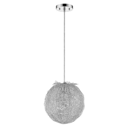 Distratto 8" Polished Chrome Pendant with Enmeshed Aluminum Wire Shade 