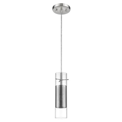 Scope One Light Brushed Nickel Pendant Double Glass and Mesh Shade 