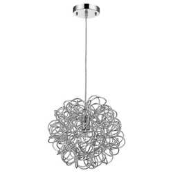 Mingle One Light Pendant with Faceted Chrome Aluminum Wire Shade 