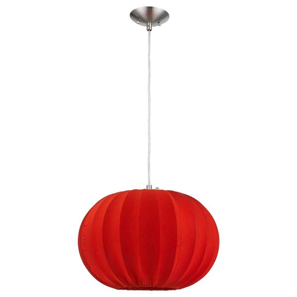 Shanghai One Light Pendant with Sheer Red Ribbon Shade 