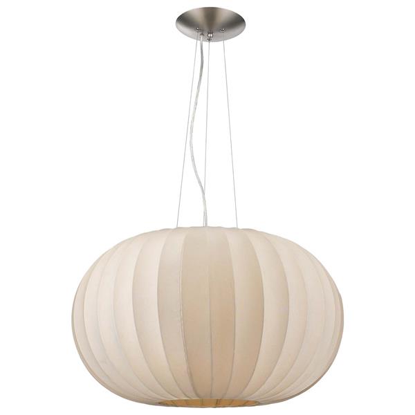 Shanghai One Light Pendant with Sheer Pearl Ribbon Shade 