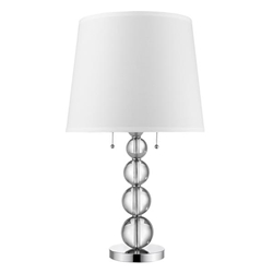 Palla Two Light Table Lamp with White Linen Shade 