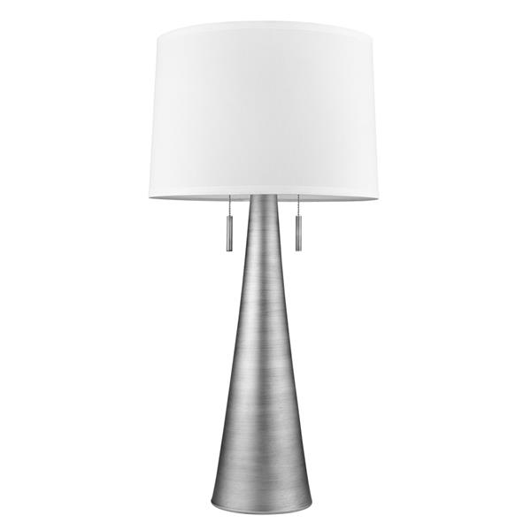Muse Weathered Pewter Table Lamp with Off-White Shantung Shade 