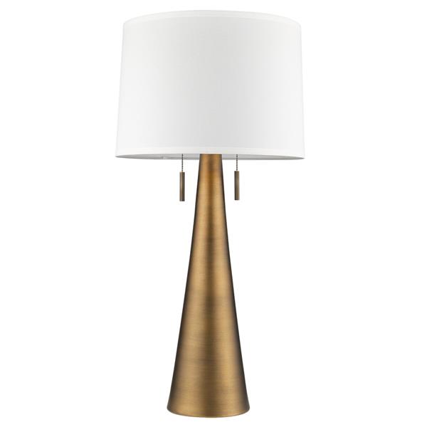 Muse Antique Gold Finished Table Lamp with Off-White Shantung Shade 
