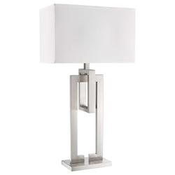 Precision Table Lamp with Ivory Shantung Shade - Brushed Nickel 