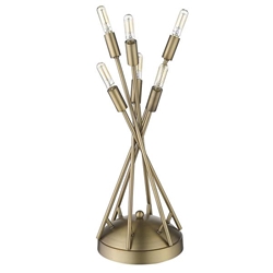 Perret Six Light Table Lamp - Aged Brass 