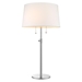 Urban Basic 2-Light Polished Chrome Adjustable Table Lamp with Off-White Linen Shantung Shade - TRE1200