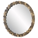 Dinar Round Aged Gold Mirror - UTT1399