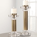 Leslie Brushed Brass Candleholders Set of 2 - UTT1669