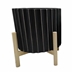 12" Ceramic Fluted Planter With Wood Stand - Black