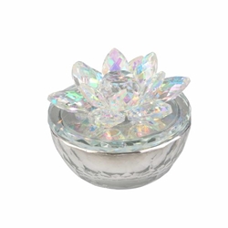 Glass Trinket Box Clear Withrainbow 