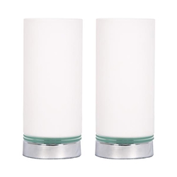 Set of 2 10" Glass Touch Table Lamps- White 