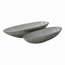 Set of 2 Aluminum 22 & 24" Oval Bowl- Champagne Gold 