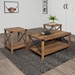 3-Piece Rustic Wood & Metal Accent Table Set - Rustic Oak - WEF1080