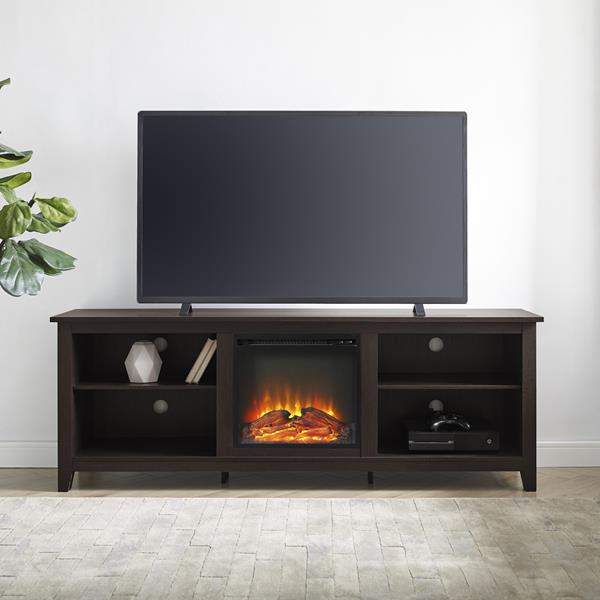 70" Rustic Farmhouse Electric Fireplace Wood TV Stand - Espresso 