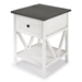 19" 1 Drawer Wood Side Table - Grey & White Wash - WEF1457