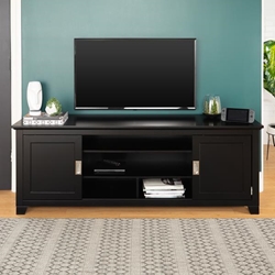 70" Traditional Wood TV Stand - Black - Style A 
