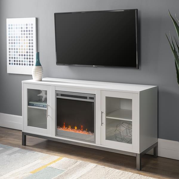 52" Modern Fireplace TV Stand - White 