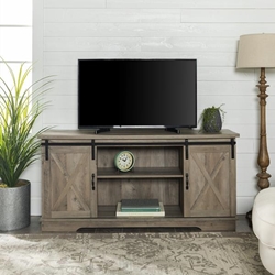 58" Modern Farmhouse Wood TV Stand - Grey Wash 