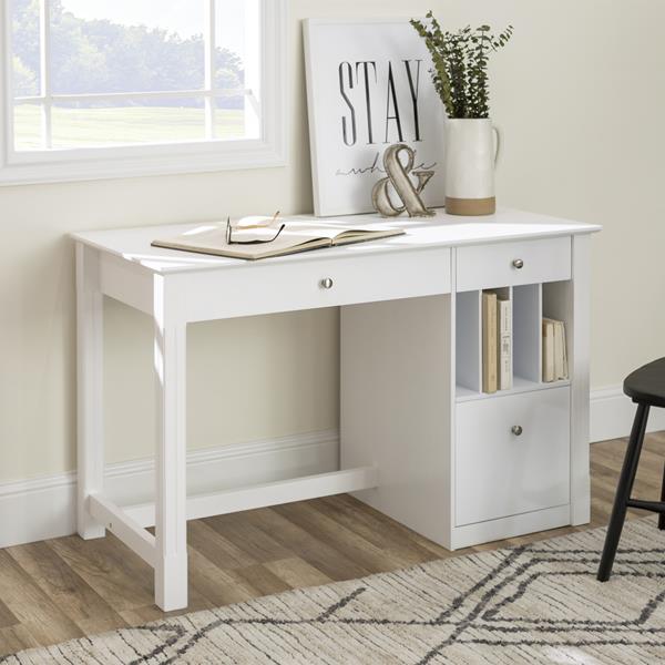 48" Modern Wood Computer Desk - White - Style A 