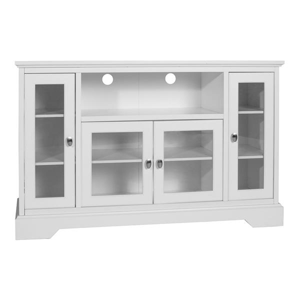 52" Transitional Glass Wood TV Stand - White 