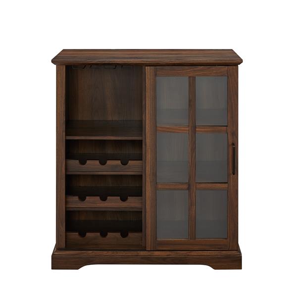 36" Sliding Glass Door Bar Cabinet - Dark Walnut 